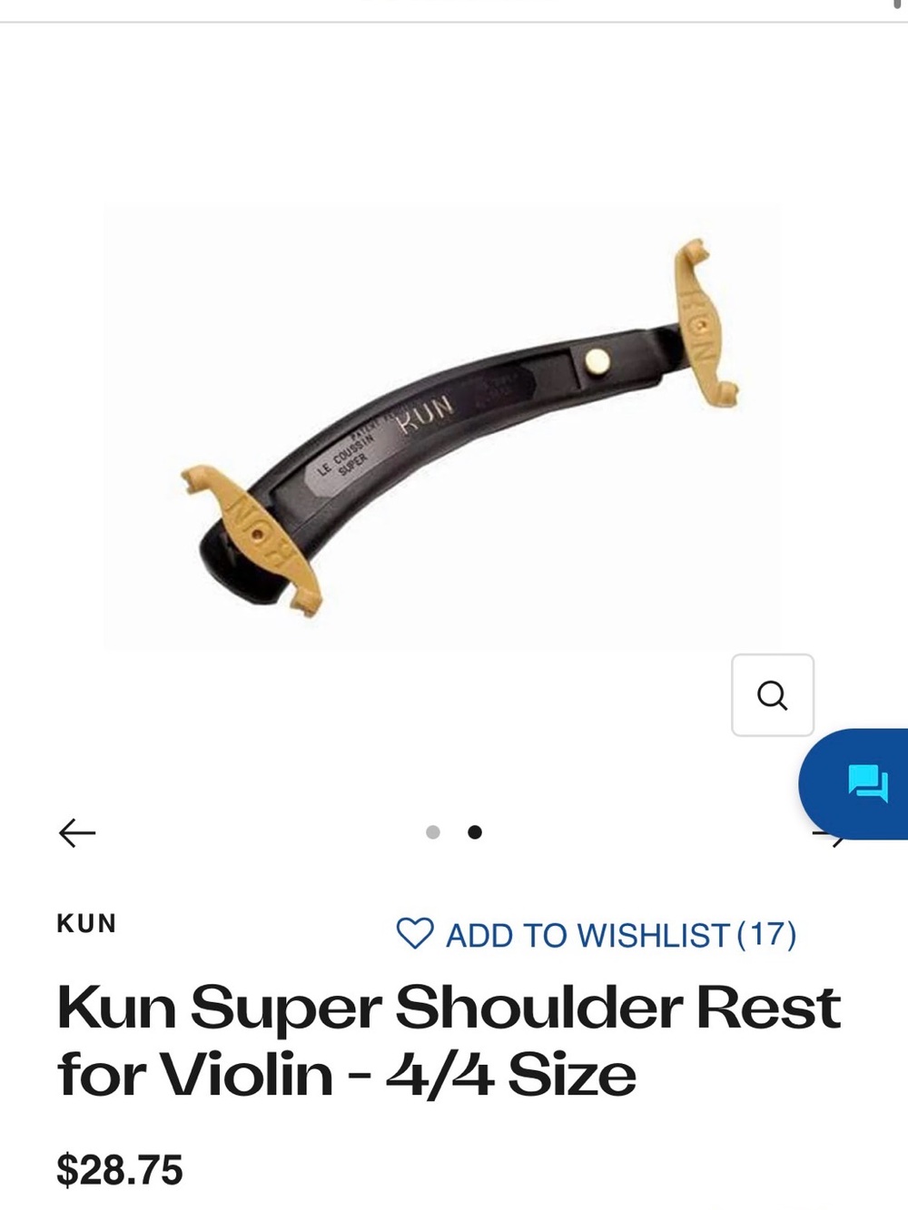 KUN Super Shoulder Rest for violin 4/4